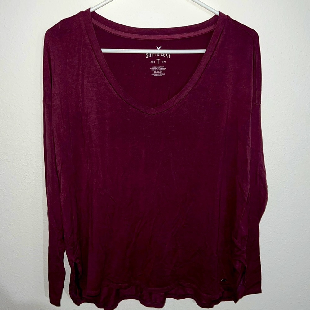 American Eagle Soft & Sexy Long V-Shape Scoop Size M - Dark Maroon - NEVER WORN